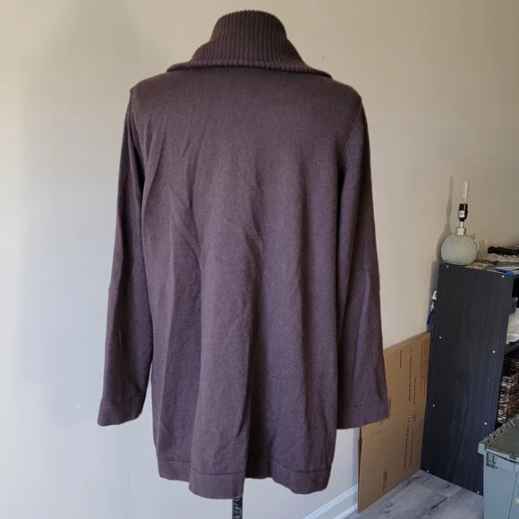 Kate Hill Women's Brown Shawl Collar Coat Cotton, Wool Blend. Size XXL - Picture 3 of 7